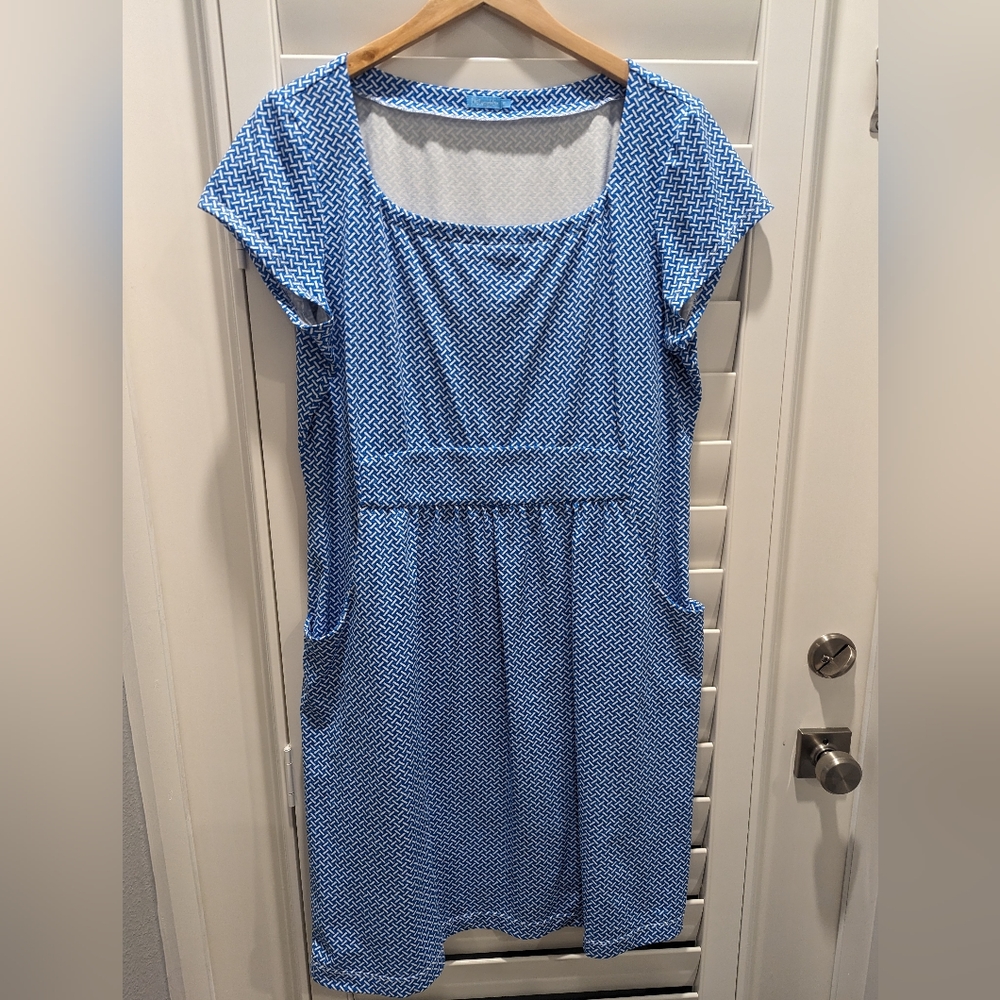 J. McLaughlin Blue dress pockets XL